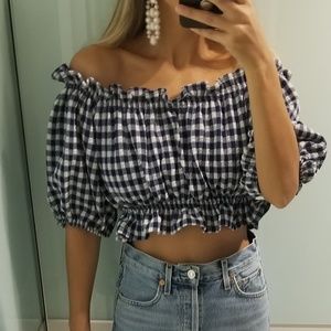 Mango Crop Top Puffy Sleeves